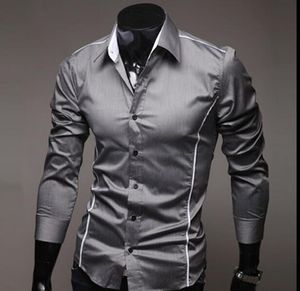 Mens Fashion luxe élégant Casual Designer robe chemise Muscle Fit chemises 3 couleurs 5 tailles