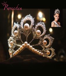 2017 Miss Univers Tiaras and Crowns Giant Giant Big Pageant Rhinestones Pearls Miss World Crown RE484 C181120019391743