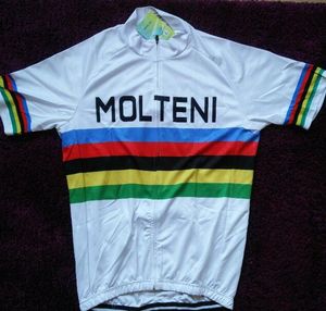 2024 Molteni Champion du Monde Maillot de cyclisme blanc Maillots de cyclisme respirants à manches courtes Été Tissu à séchage rapide VTT Ropa Ciclismo B23