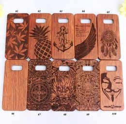 2017 Nature Wood Case para Samsung Galaxy S8 S8 plus Laser Engraving Wooden Bamboo Phone Cover PC Hard Back Cases para Samsung S5 S6 S7 edge