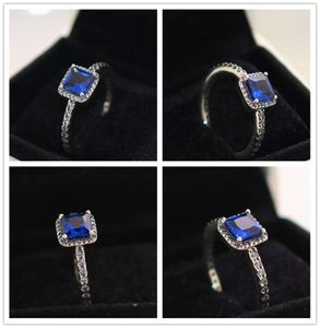 2017 Nouveau 100% 925 Sterling Argent Bijoux Européens Bague D'élégance Intemporelle avec Véritable Cristal Bleu Cz Charme De Mode Ring3451138