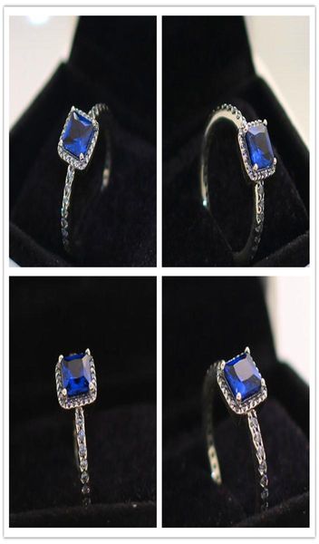 2017 Nouveau 100% 925 Sterling Argent Bijoux Européens Bague D'élégance Intemporelle avec Véritable Cristal Bleu Cz Charme De Mode Ring4195537