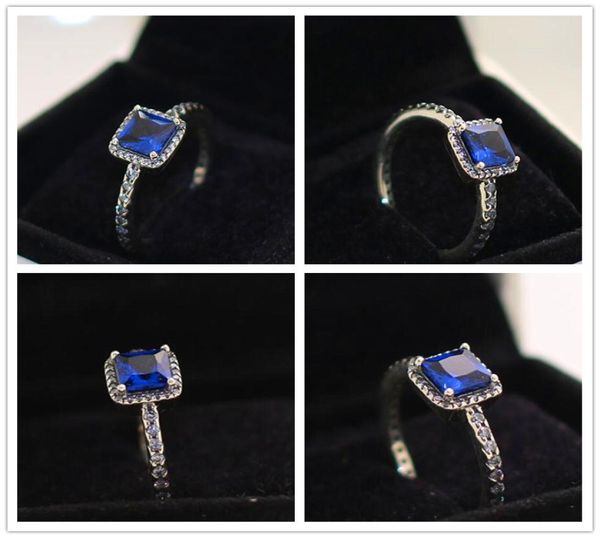 2017 nouveau 100% 925 bijoux en argent Sterling bague d'élégance intemporelle avec véritable cristal bleu Cz charme de mode Ring2925414