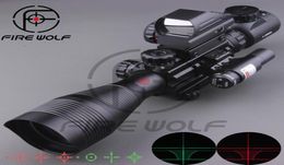 2017 nouvelle portée de fusil tactique 412X50EG avec holographique 4 réticule vue Laser rouge Combo Airsoft vue Hunting5552742