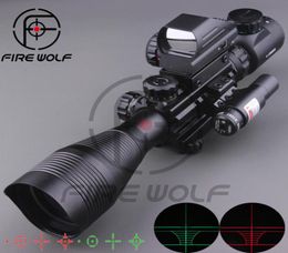 2017 NIEUWE 412X50EG Tactische Richtkijker met Holografische 4 Richtkruis Zicht Rode Laser Combo Airsoft Sight Hunting4843545