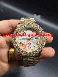 Boutique 43mm Goud Grote diamanten Mechanisch herenhorloge (Rome nagel, meerkleurige wijzerplaat) Automatische roestvrijstalen herenhorloges 20180523