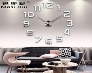 2017 Nouveau miroir en acrylique DIY Clock Watch Watch Stickers Wall Reloj de Pared Horloge Grands horloges de quartz décoratives Design moderne Y202447904