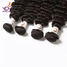 2017 nouveauté cheveux brésiliens bouclés profonds 4 paquets 100% non transformés Machine de tissage de cheveux humains vierges Double trame