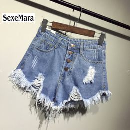 2017 nouveauté décontracté été offre spéciale Denim femmes Shorts taille haute doublé de fourrure ouvertures de jambe grande taille Sexy jean court TJ1115