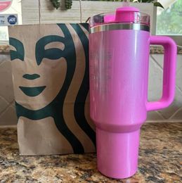 Envío de USA Winter Pink Red Red Holiday H2.0 40oz Tazas Cosmo Pink Desfile Pink Tumblers Copas de automóviles Target Black Chroma Coffee Día de San Valentín regalos GG027