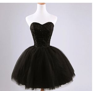 Nouvelle arrivée femmes élégantes robe de bal courte noire à lacets princesse chérie perles mode femmes robe de bal noire