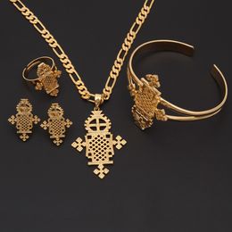 2017 Nieuwe Collectie Ethiopische Sieraden Sets 14K Geel Real Solid Gold GF Ring Ketting Armband Afrikaans / Ethiopisch / Eritrean / Habesha