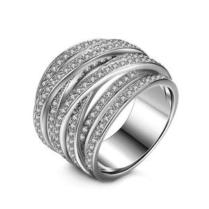2017 Nieuwe Collectie Luxe Mode-sieraden 10KT Wit Goud Gevuld Hoge kwaliteit 5A CZ Zirconia Vrouwen Wedding Engagement Band Ring Gift244k