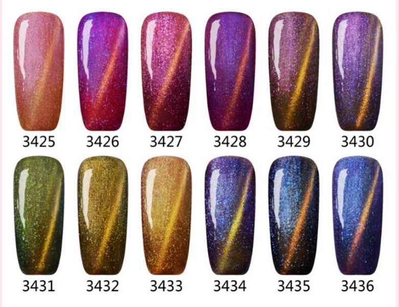 2017 Новое Прибытие Mei-Charm 12 Цветов Хамелеон Cateye Nails Польский 15 мл УФ-гель Польский Польский впитается на ногте Гель DHL 48 шт. / Лот