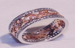 2017 Nouvelle arrivée Top Sell Vente de luxe Bijoux 925 STERLING Silver Rose Gold Film 5A CZ Crystal Party Femmes Band de mariage Leaf Ring 1043395