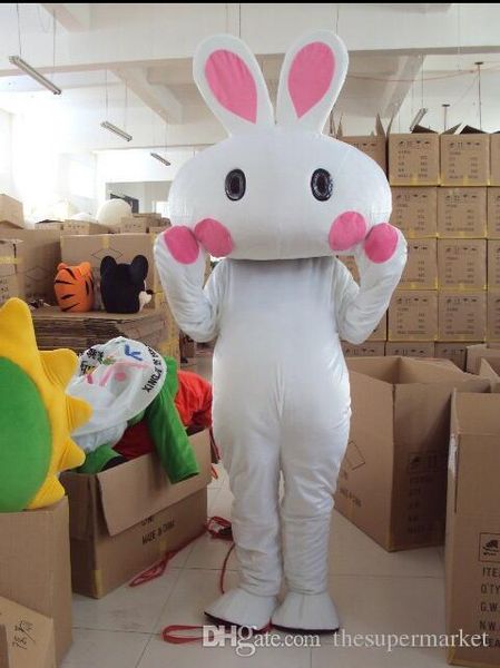 2017 Nouveau dessin animé Big Head White Rabbit Mascot Costume Animal Mascot Costumes Costumes Character Mascot, Factory Direct Free EMS