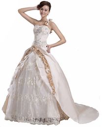 2017 Nuevo vestido de novia de encaje champán vestidos de novia con apliques con cuentas baratos vestidos de novia de talla grande tamaño 2-16 QC108