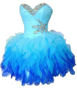 2021 Sweetheart Mini Korte Prom Homecoming Jurken Plus Size Beaded Crystals Graduation Town voor Cocktail Party