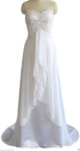 2017 nouvelles robes de mariée en mousseline de soie avec Appliques perlées pas cher grande taille robes de mariée à lacets taille de Stock 2-16 QC110
