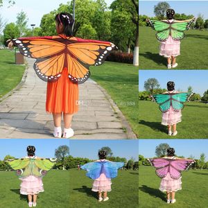 2017 nouveaux enfants 118*48 cm papillon imprimé en mousseline de soie serviette de plage dessin animé papillon conception plage châle Poncho C2380