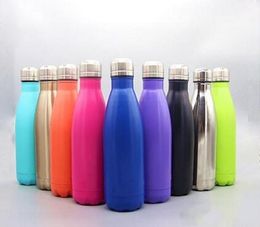 2017 New Cola Shaped Insulated Double Wall Vacuum high-luminance Water Bottle 17oz 500ml Creative bottle Vaccum Insulated DHL free
