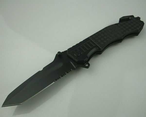 Cuchillo plegable de supervivencia 229 de calidad superior 7Cr17 58HRC Cuchilla negra Cuchillos de caza al aire libre con caja de papel al por menor