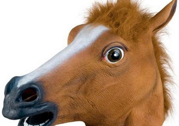 2017 nouveau masque de cheval effrayant tête Halloween Costume théâtre Prop nouveauté Latex caoutchouc livraison gratuite