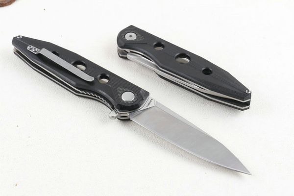 2017 Nuevo diseño Rodamiento de bolas Flipper Cuchillo 9Cr18 Acabado satinado Hoja Negro G10 Mango Acampar al aire libre Senderismo Supervivencia Cuchillos plegables EDC