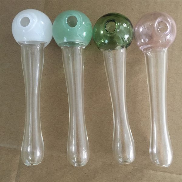 2017 Nouveau Design mini brûleur à mazout en verre Pyrex Tube en verre clair pipes à fumer pipe à eau à ongles pouce 12mm en stock Couleur aléatoire