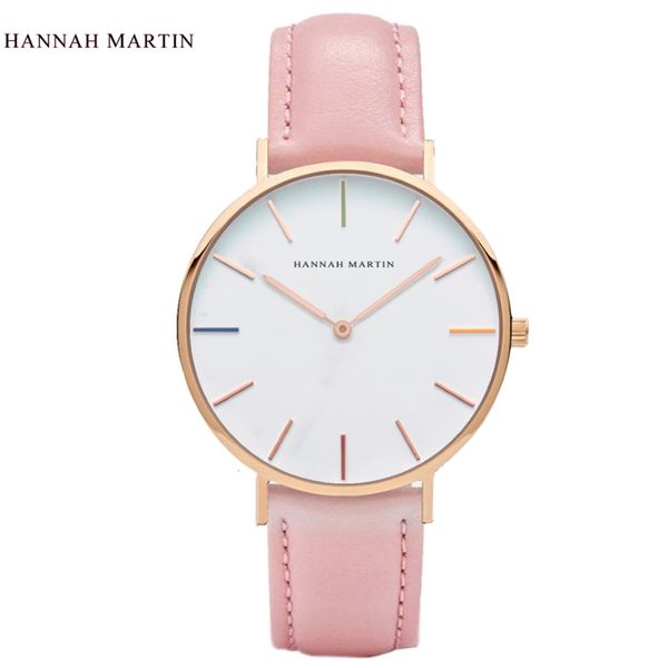 2017 Nuevo diseñador Hannah Martin Women Ladies Reloj Femenina para hombres Top Marca Luxury Pink Fashion Casual Quartz Nylon Wylon 3013