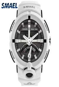 2017 New Electronics Watch Smael Brand Men039s Digital Sport Watchs Male Horloge Double affichage étanche Dive White Relogio 16371157616