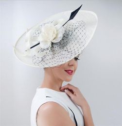 2017 Nouveau Chapeau De Mariée En Lin Élégant Sombrero Pour Les Femmes ChurchWedding Party HatOutdoor Chapeu Cappelli Rétro Britannique À Large Bord 3611197