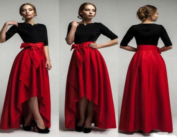 2017 New Elegant Red Taffeta Blow Skirts For Woman Fashion Wist Bindo Longitud del piso Faldas largas Fiesta formal hecha a medida 4238730