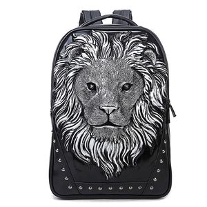 2017 New Fashion 3D Lion Head Pattern Man Women Women Backpack Travel School Personity Sac ordinateur portable 304G