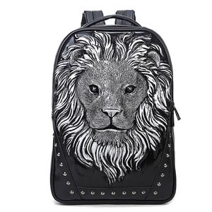 2017 nueva moda 3D patrón de cabeza de león hombre mujer mochila viaje escuela personalidad bolsa ordenador laptop2562