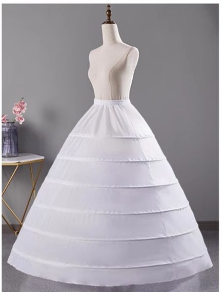 Hoops de qualité HIGH 6 jupons Big White Quinceanera jupon super moelleux Crinoline Slip ci-dessous pour la robe de bal de robe de bal de mariage