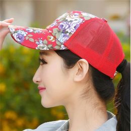 2017 Nieuwe Floral Hat Baseball Cap Mesh Caps Sport en vrije tijd Visor Sun Hats Snapback Cap 6 Kleuren beschikbaar