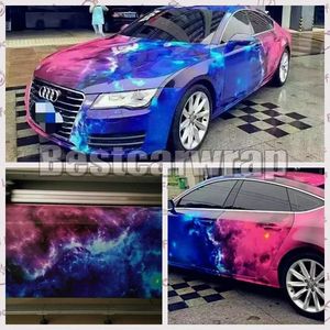 Nieuwe Galaxy -gedrukte vinylwagen wrapfilm met luchtvrij wrap stickerbomb auto styling union grafische maat 1.52x10m 15m 30m