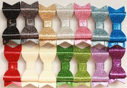 2017 nieuwe glitter vilt haar clips bogen haar pin hotsale topkwaliteit synthetische shinning pu lederen hoofddeksels baby meisjes haarspelden 28 stks / partij