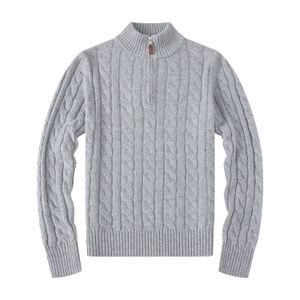 Otoño e Invierno 2024 nuevo suéter Casual de alta calidad con media cremallera para hombres suéter de marca para hombres suéter de algodón