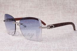 lunettes de soleil cool diamant métal chaud T8100905 lunettes de soleil mode haute qualité lunettes en bois à carreaux naturels Taille: 58-18-135 mm