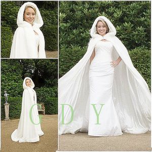 nieuw hot Om warm te blijven in de winter Cape Long Wedding Cloaks With Satin Wedding Bridal Wraps Bridal Cloak