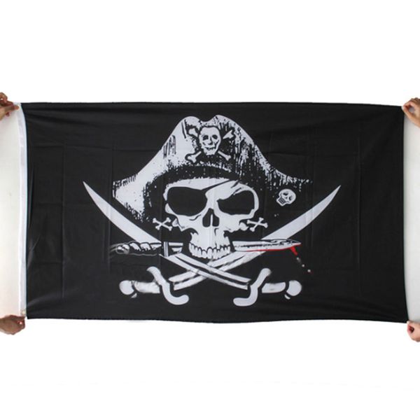 2017 New Huge 3x5FT Crâne et Croix Crossbones Sabres Épées Jolly Roger Drapeaux Pirate Avec Œillets Décoration Meilleure Offre