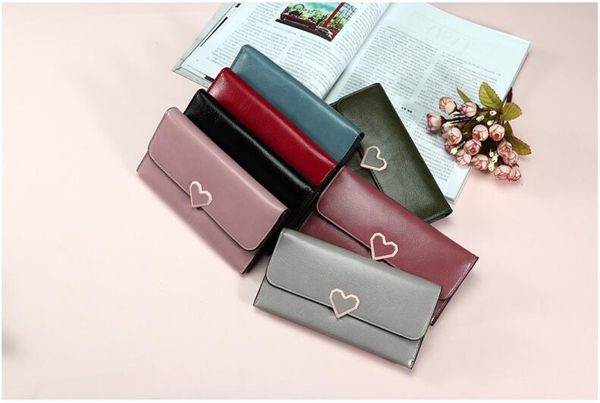 2017 La nouvelle version coréenne de Fashion Lady's Purse est pliée dans l'amour Pliez une longue enveloppe de style avec un portefeuille multi-cartes