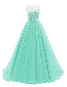 2017 nieuwe kant prom dresses tule vloer lengte feestjurk vloer length avond formele lange feestjurk BM80