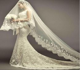 2017 Nouveau voile de mariage de luxe avec des appliques de train long 3M WhiteIvory Accessoires de mariage Robe de mariée Voiles de mariée élégants57586343360117