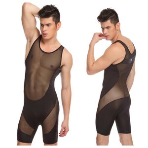 JQK Brand Sexy Subshirts Bodysuits Mens Body Trait Sheer See a través de Sheer Gay Men Underwear Wear