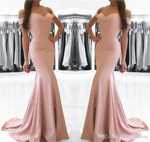 2019 nouvelle sirène rose hors de l'épaule robe de soirée pas cher simple gaine longue arabe formelle robe de soirée sur mesure plus la taille