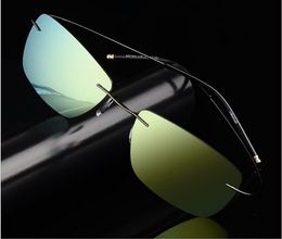 2017 nuevo espejo gafas de sol polarizadas para hombre gafas de sol sin montura de metal superligero de calidad protección UV400 muti-colores envío gratuito 201605