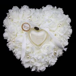 2017 Nieuwe romantische mode Satin Ceremony Ring Pillow Huwelijk Bridale Decoratie Leveringen Wedding Ring Box